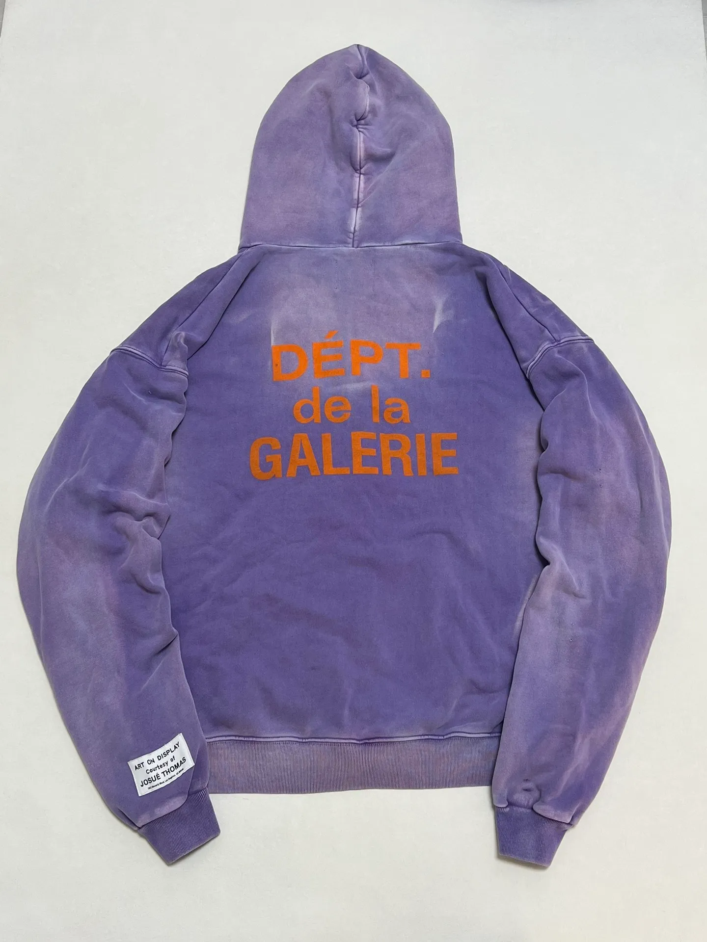 The same style as the owner GALLERY DEPT. FRENCH ZIP HOODIE water corrugated French zipper hole hoodie, sun washed purple, washed purple S-XL, ready-to-wear dyeing, hand-stitched and heavy-weighted, faded, super-heavy washing, hand-hanging holes, bone edges turned white, molded and customized with G LOGO zipper